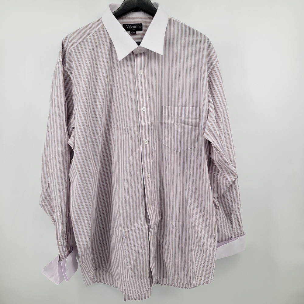 Valentino Men's Striped Purple Shirt